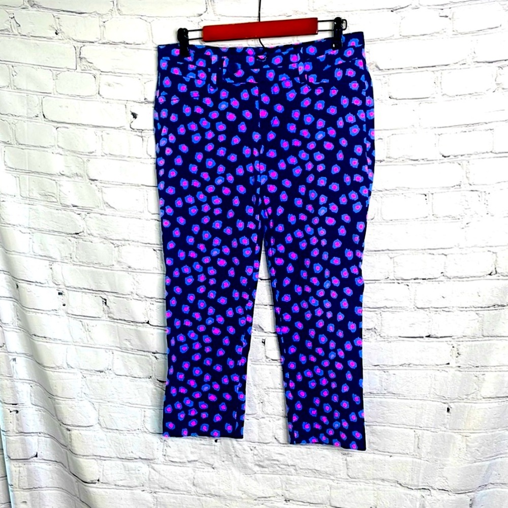 Lilly Pulitzer Blue Purple Cheetah Leopard Ankle Pants Size 8